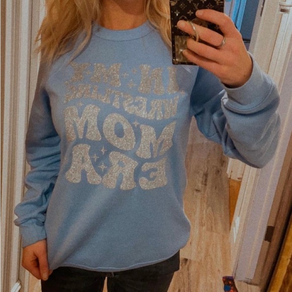 In My Wrestling Mom Era Crewneck Sweatshirt WE CAN CUSTOMIZE THESE plus Sizes - Picture 1 of 4